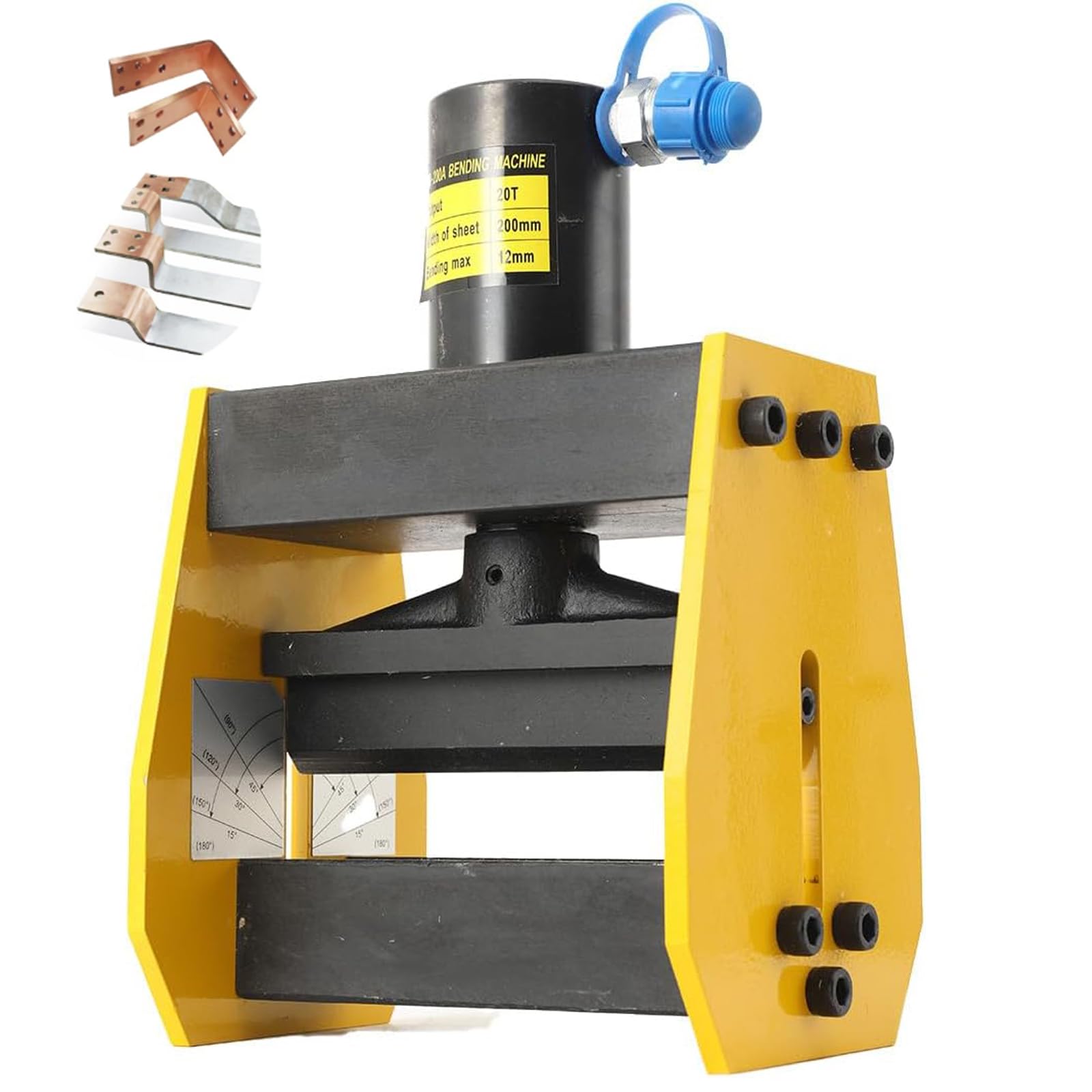 TYH Máquina Dobladora De Barras Colectoras Hidráulica De 20 Toneladas, Herramienta Dobladora De Barras Colectoras De Cobre Cb-200a, Hierro De 8 Mm, Cobre/Aluminio De 12 Mm, Acero Inoxidable De 6 Mm