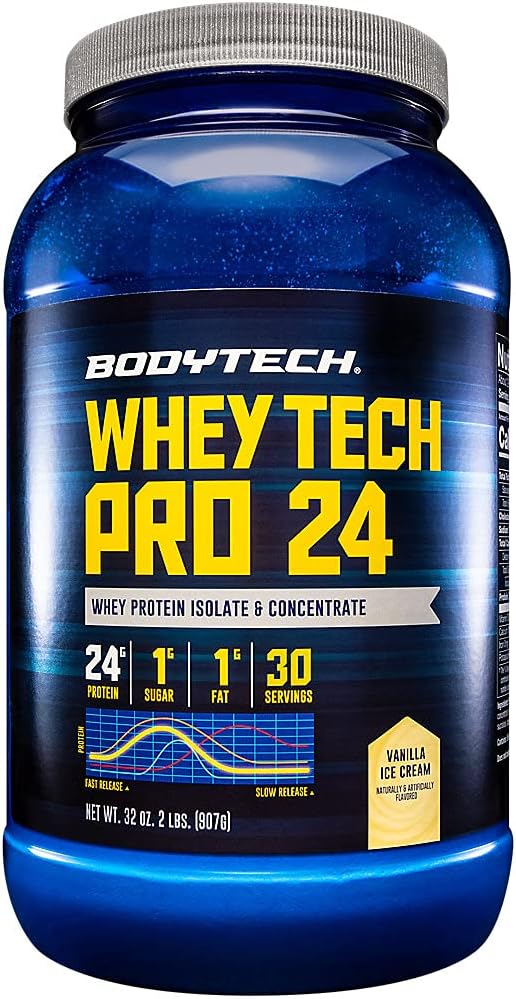 Whey Protein Isolate Powder, Vanilla Ice Cream Flavor, 24g per Serving, High Concentrated Protein Powder with Amino Acids & BCAAs for Men and Women, Gluten Free, 2 lb, 30 Servings