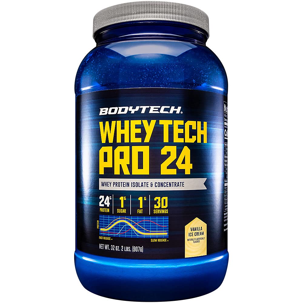 Whey Tech Pro24 Protein Powder - 24g Protein per Serving - Supports Muscle Growth & Recovery - Vanilla Ice Cream (2 lb, 30 Servings)