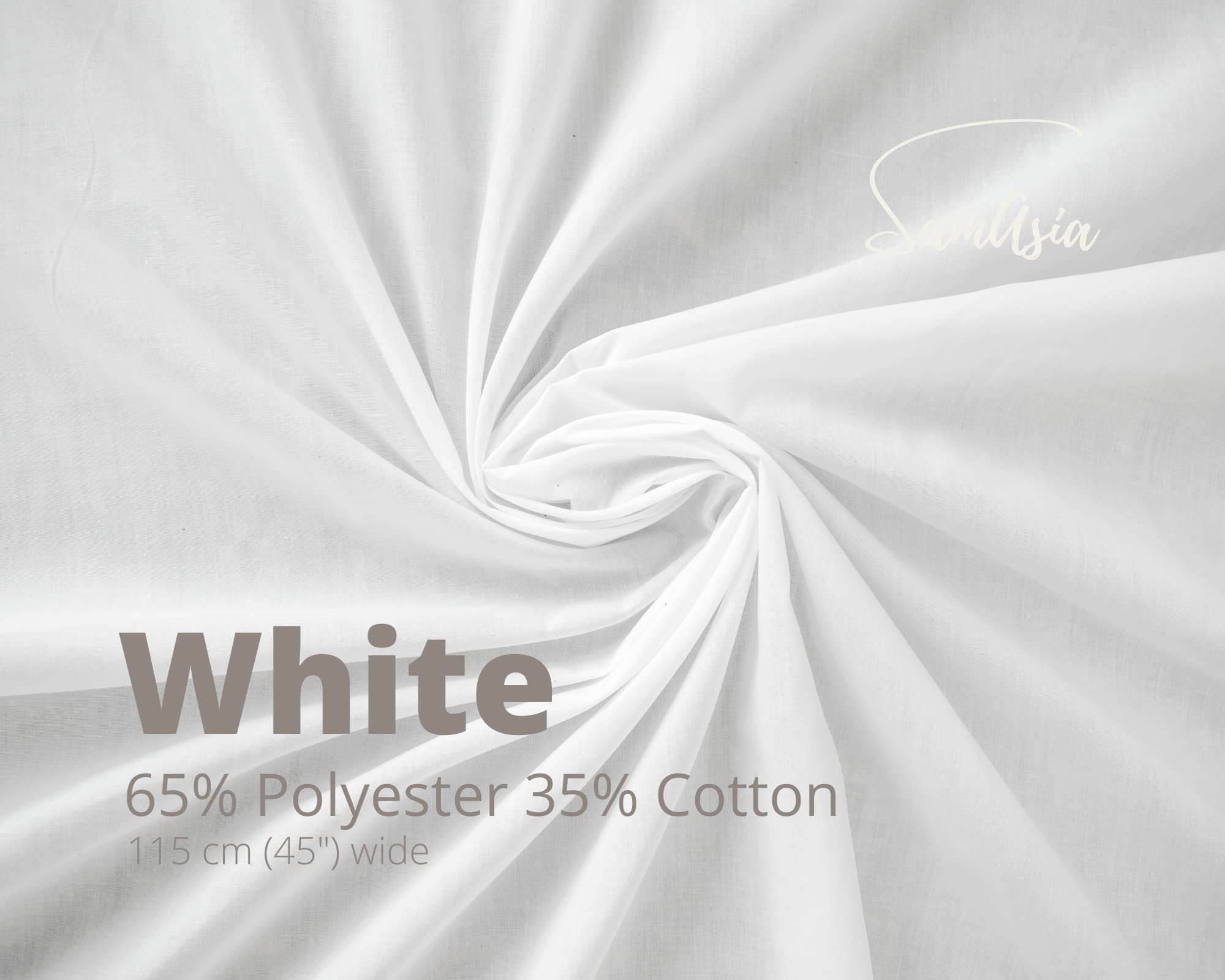 Plain White Polycotton Fabric for Dressmaking Art & Craft, Sewing, Quilting, 1 METRE - Image 2