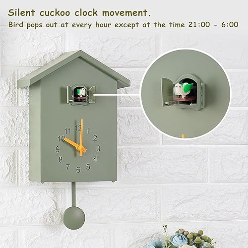 Miniatura 2 de Reloj de cuco de cuco con quimero y péndulo, voz de pájaro natural o llamada de cuco, reloj Coo Coo para arte de pared, hogar, sala de estar,