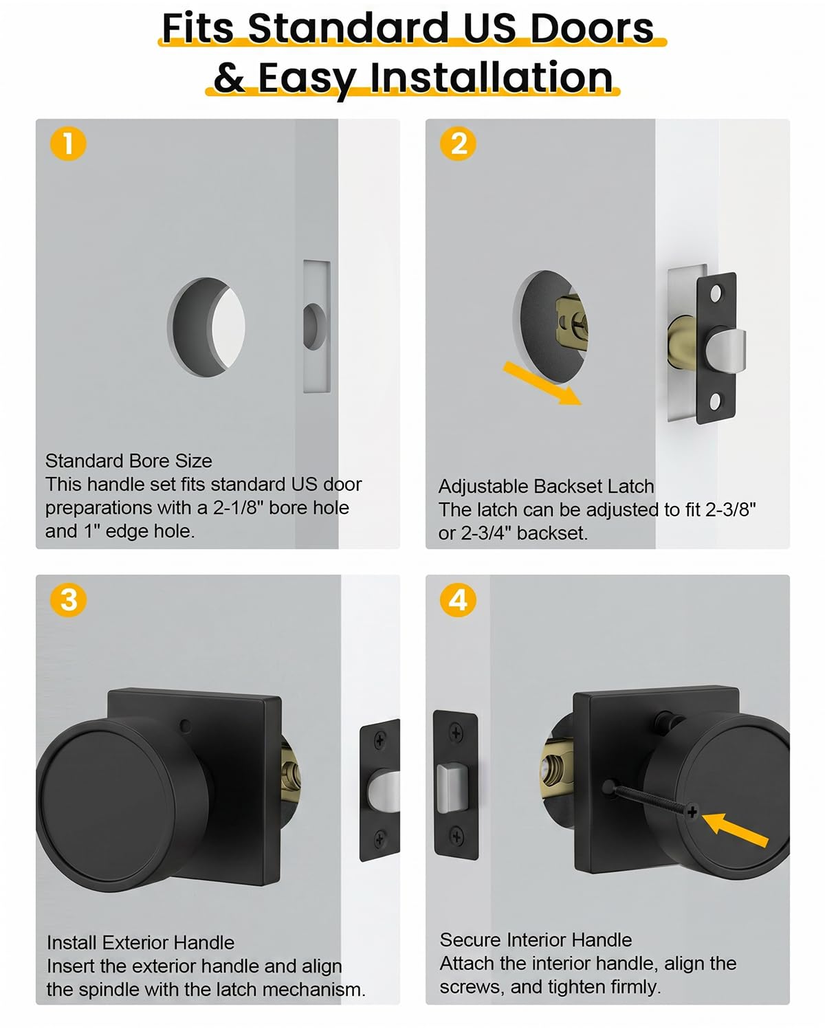 Goldenwarm Black Door Knobs - Privacy & Security -9