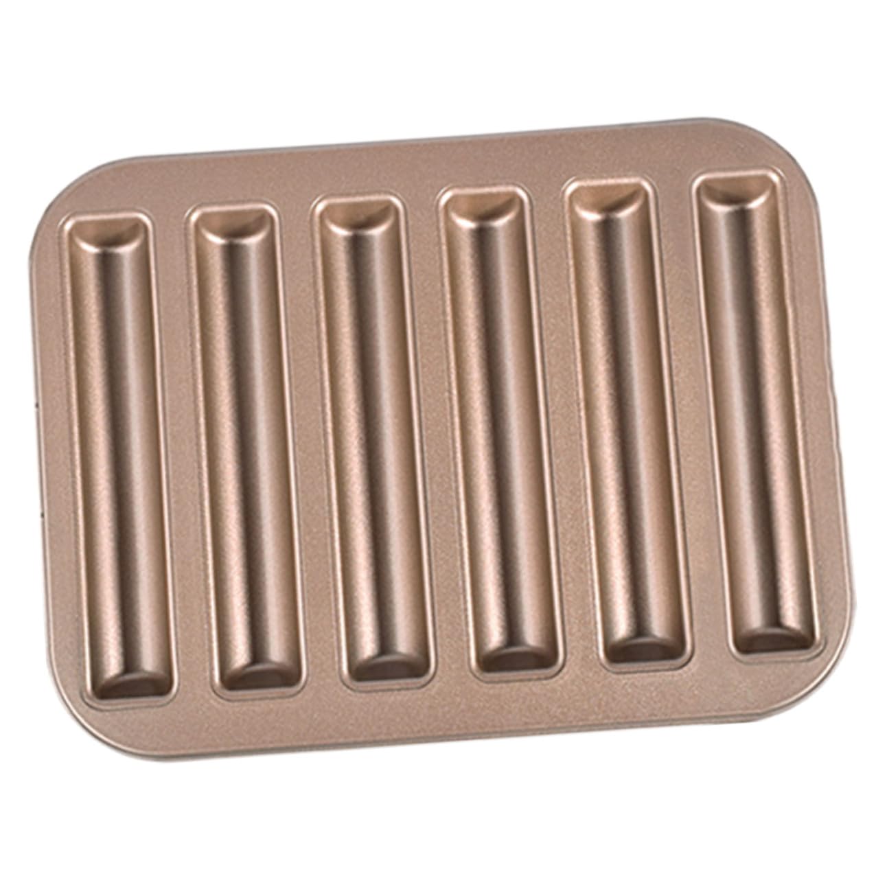 Housoutil 3 Pièces Moule à Pâtisserie 6 Empreintes Rectangulaires Antiadhésif en Métal Doré, Moule à Biscuits Fait Maison pour Gâteaux, Chocolats et Pâtisseries, Ustensile Cuisson pour Four