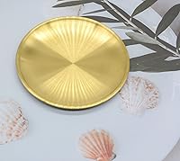 Vista 5 de 6 piezas de bandeja circular de 17 cm para baratijas, de acero inoxidable dorado, para bandejas de servicio, almacenamiento de toallas, plato de té