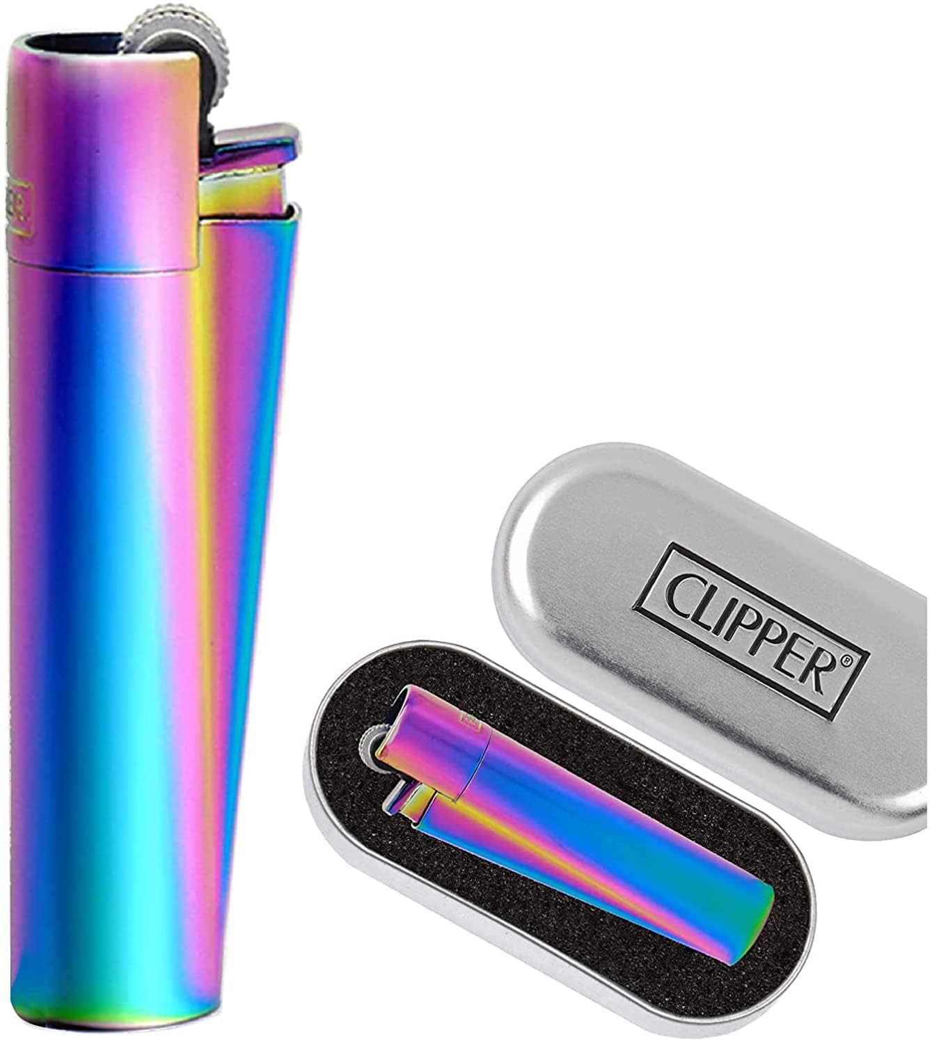 Rainbow Metal Clipper JET Lighter with Case