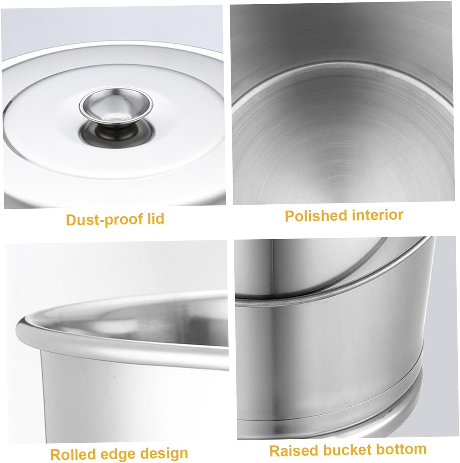Stainless Steel Bucket with Lid, 8L Stainless Steel Compost Bin, Large Capacity Food Storage Containers, Portable Metal Buck