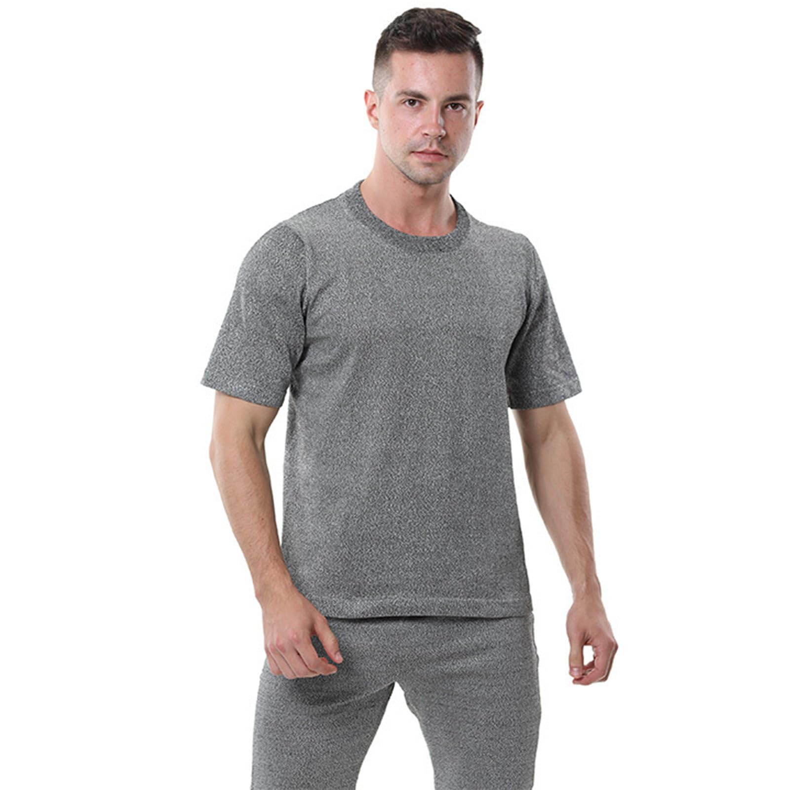 Ropa Resistente a Cortes, Camisetas De Protección De Nivel 5, Camisetas De Seguridad De Manga Corta, Equipo De Protección para Fábricas, Almacenes, Cocinas, Uso Industrial Lightgray-L