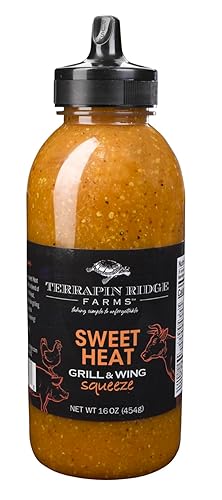 Terrapin Ridge Farms Sweet Heat Grill and Wing Squeeze  Salsa cítrica de mostaza picante para barbacoa, cerdo, aves de corral y alas  16 onzas  1