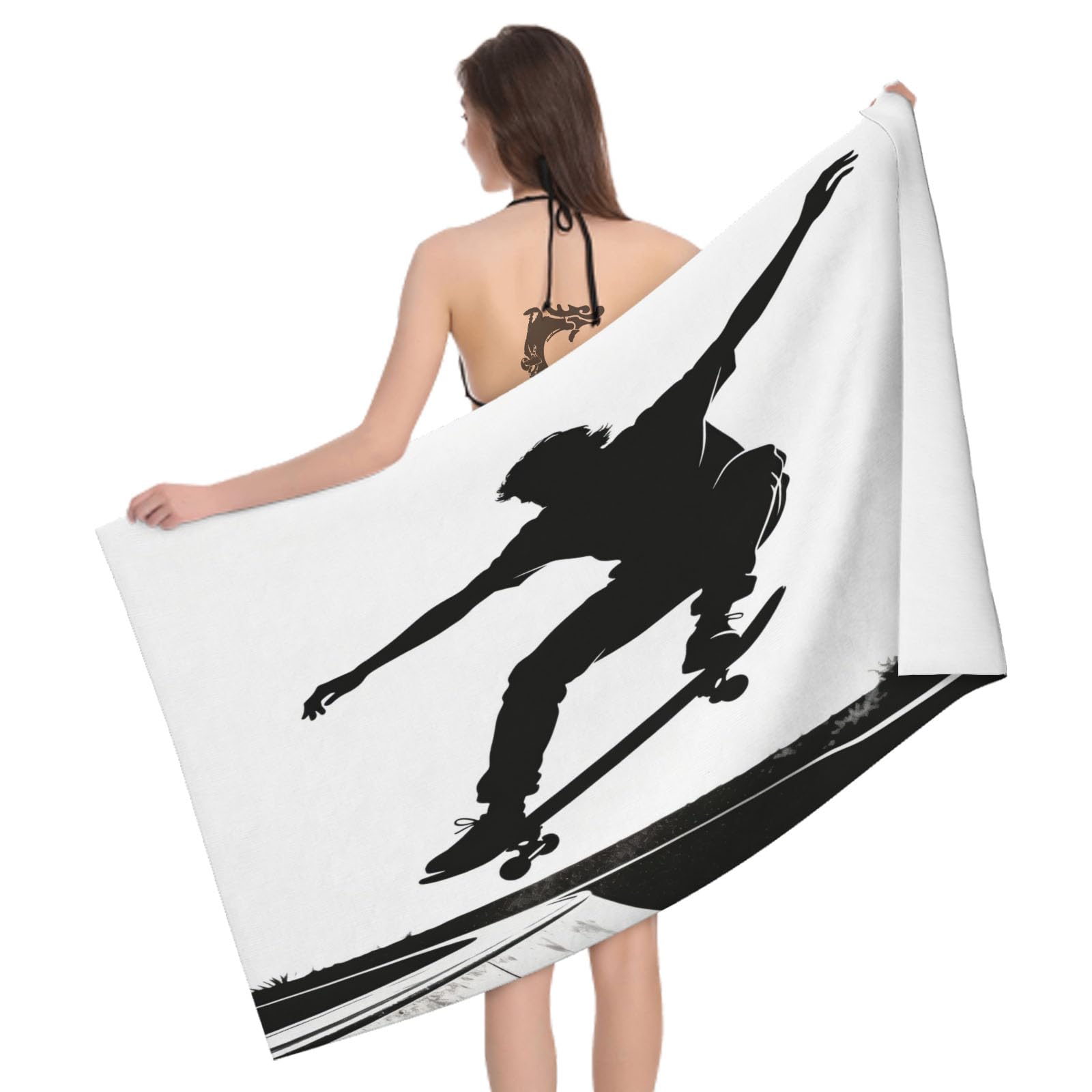 Leichong 3D Extreme Sport Beach Towel Large Microfiber Soft Quick Dry for Adults, Street Style Bath Towel Lightweight Soft Absorbent for Travel Swimming Pool Sports, 180 x 90 cm
