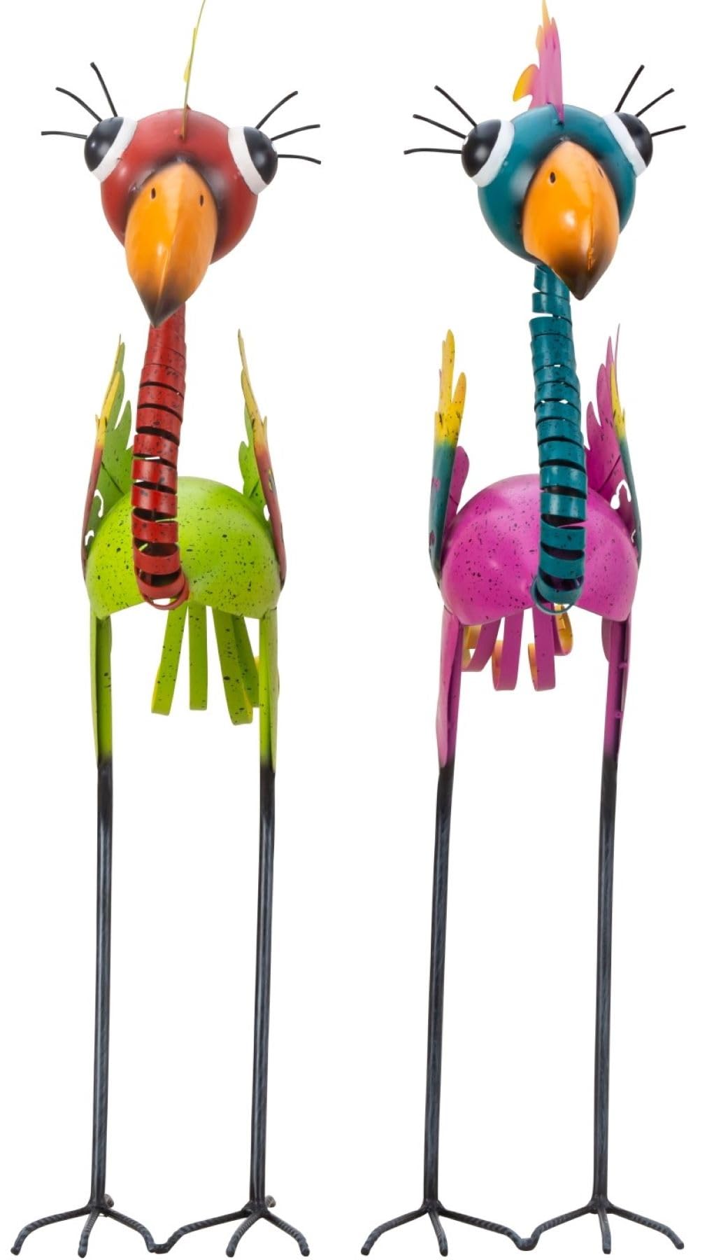 Geschenkestadl 2 Stück Vogel Figuren abstrakt bunt groß 64cm Dekoration Haus Garten Gartendeko