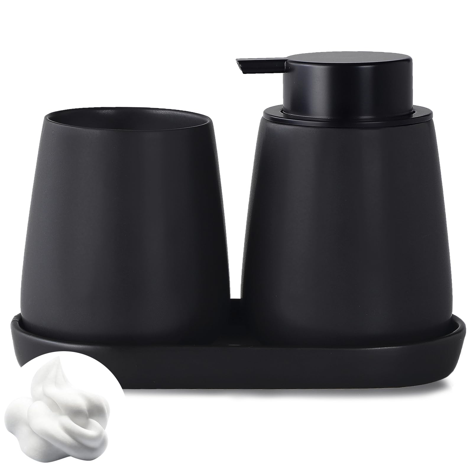 Photo 1 of Eyrozia Ceramic Bathroom Accessory Set - 3 Pcs Black