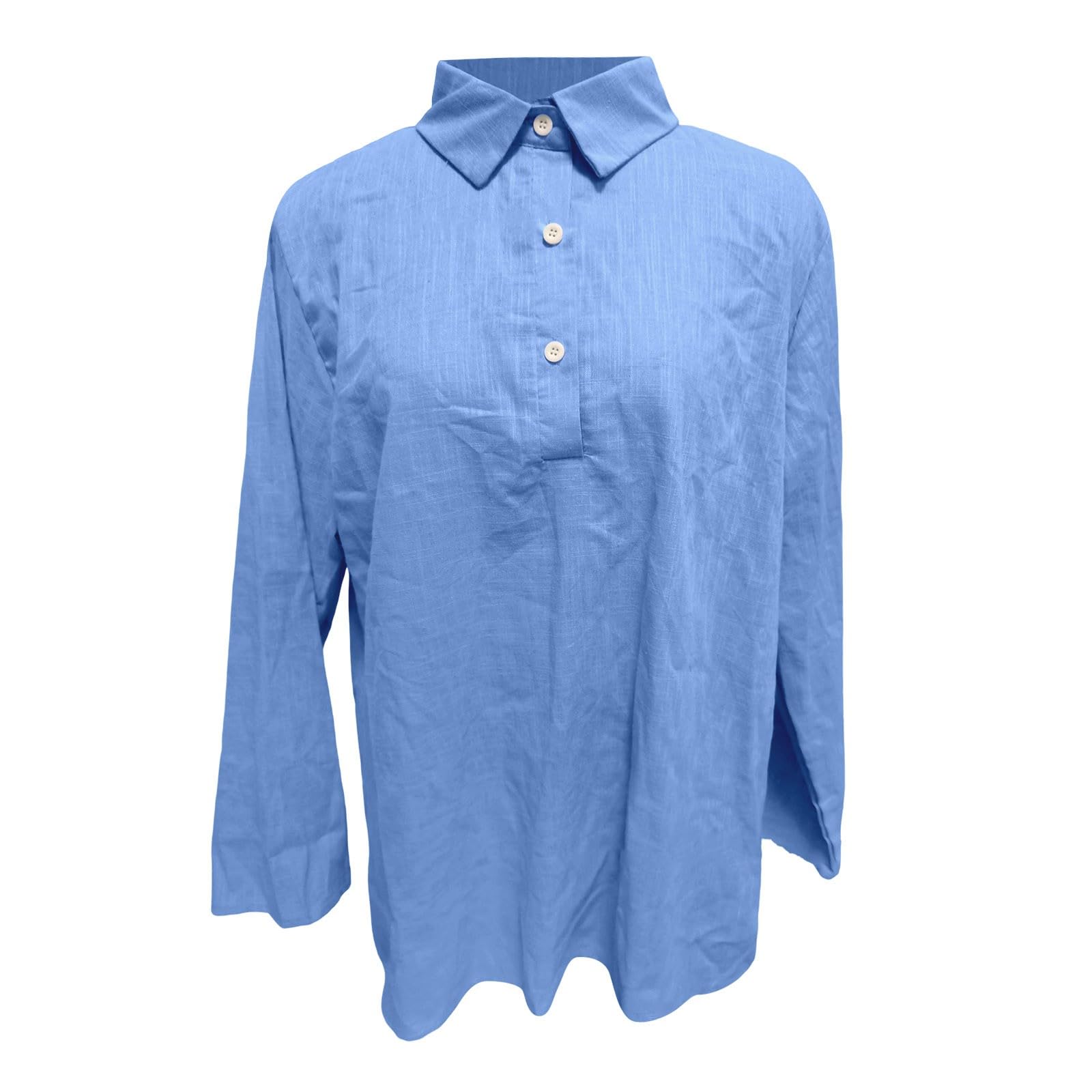 Blusa de Manga Larga Holgada Informal de Talla Grande con Cuello.