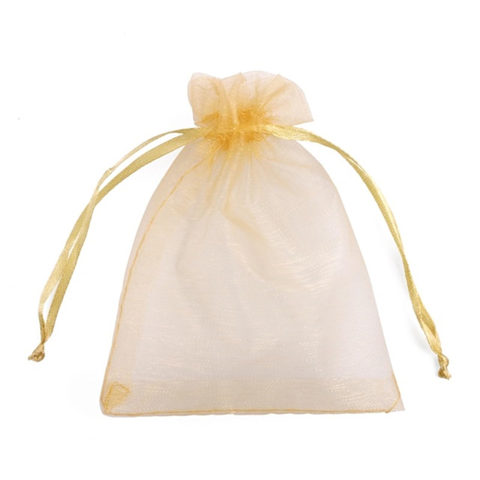 Doxicey Jewelry Package Bags 100pcs 5×7cm Drawstring Organza Bag small Pouches Jewelry Package Makeup Wedding Packaging Mesh Gift for Necklace Bracelet Earring Ring(Gold)