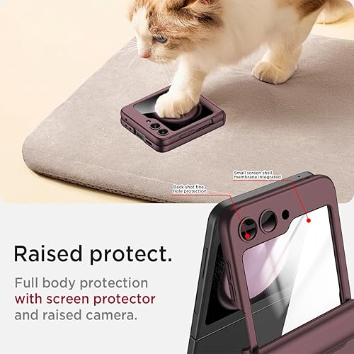 Miniatura 3 de Miimall Funda para Samsung Galaxy Z Flip 5 - Protección de bisagra, plegable delgada, anticaídas, a prueba de golpes, con bisagra magnética (vino)