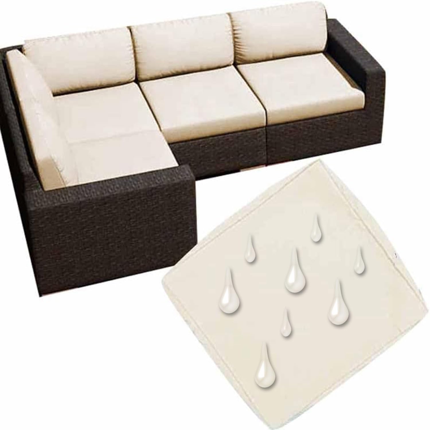 UWOBTN Replacement Outdoor Cushion Covers Waterproof, 50x50 60x60 Garden Sofa Seat Cushion Slipcover With Zipper, Removable Patio Cushion Covers For Indoor Outdoor Rattan Furnitur(Color 2,50x50x5cm)