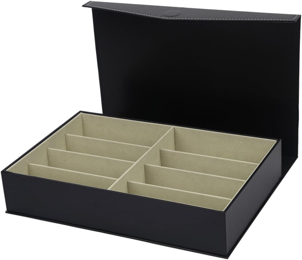 Black PU Leather Eyeglass Sunglass Reading Glasses Display Storage Case Box-8 Slots