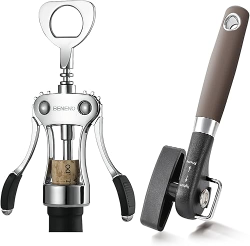 Sacacorchos de aleación de zinc de alta calidad, abrelatas de vino y abrelatas de borde liso, corte lateral, manual con hoja afilada duradera