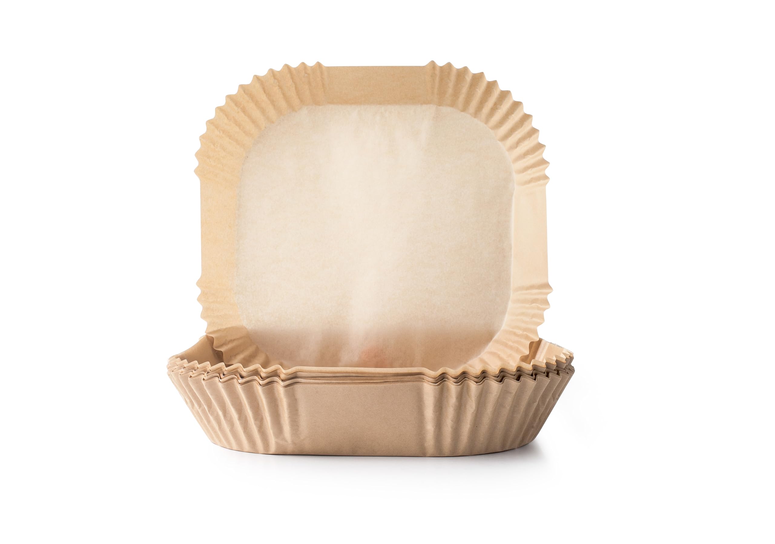 IBILI - Bandeja de Papel Cuadrada para Freidora de Aire - 20 cm - Pack de 50 Unidades - Impermeable y Absorbente - Fabricado en Pulpa de Madera de Grado Alimenticio