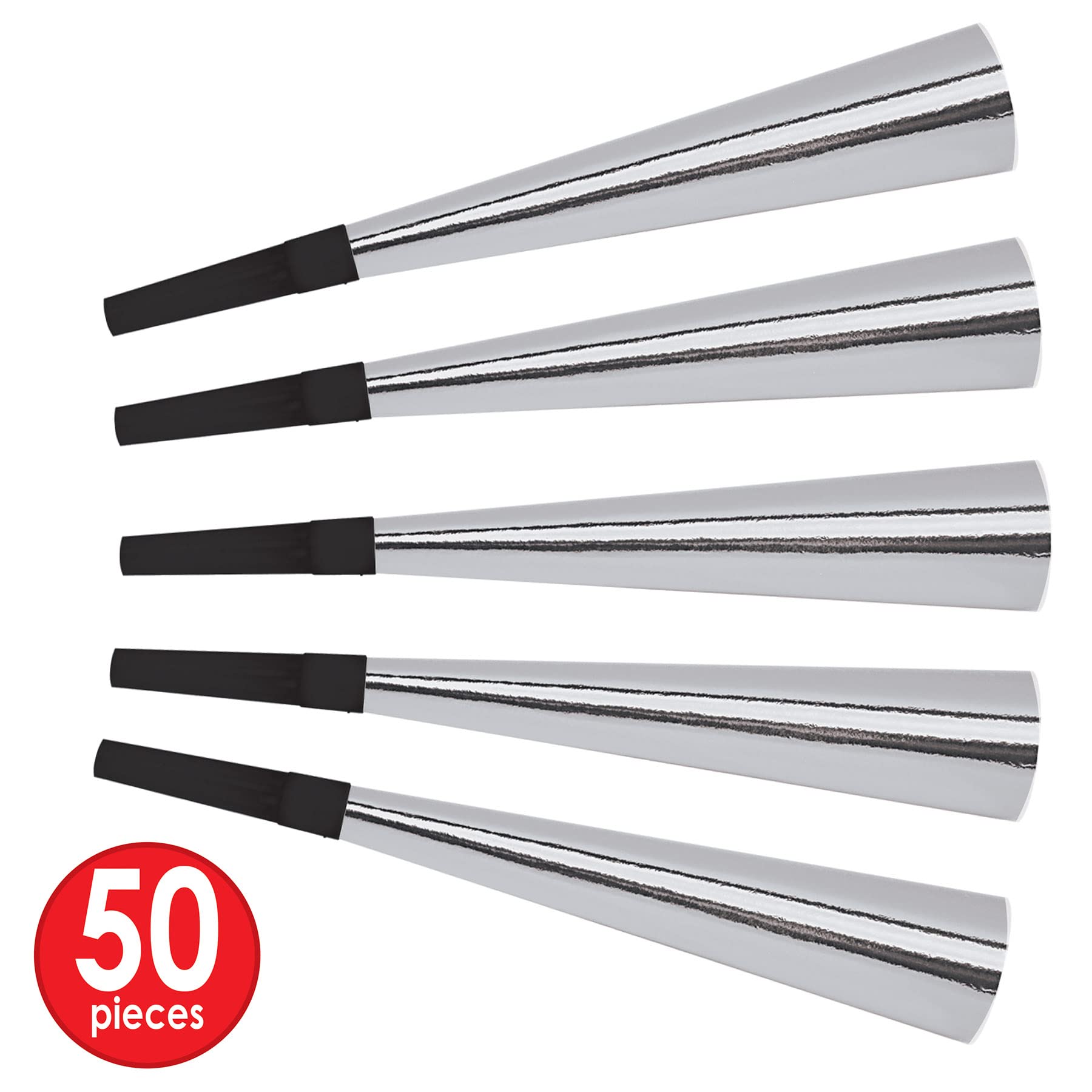 Beistle 88595BKS50 Silberne Schaukel Partygeschenke, 1 pro Packung Silver Swing Sortiment für 50 Personen, Nicht zutreffend, schwarz/silber