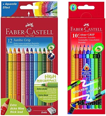 Faber-Castell 24er Farbstift-Set Best Grip – Dreieckige Form, Inkl. Silber & Gold, Pigmentreich Für Brillante Farben
