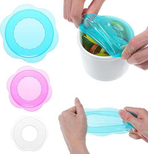 Tapas elásticas de silicona para almacenamiento de alimentos, 3 piezas, fundas elásticas reutilizables para tazones de latas, tarros redondos y disponible en Yaxa Colombia