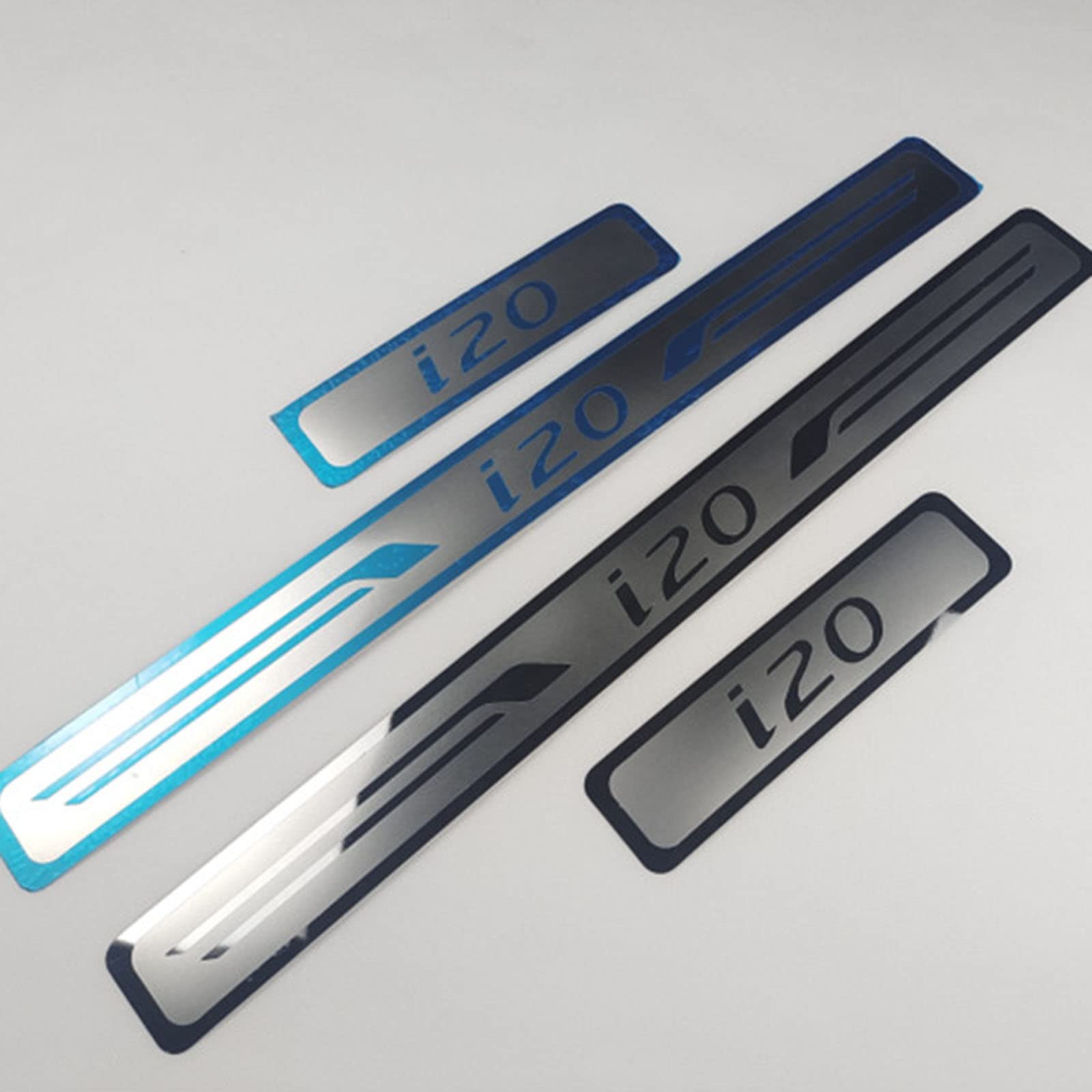 EAGLEG 4 Pezzi Acciaio Inox Battitacco per Auto Sticker, per Hyun-dai i20 2015-2019 2020 2021 2022, Esterno Battitacco Protezione Plates Anti-Graffio Scuff Adesivi Decorativi Accessori,Silver