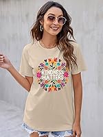 Vista 2 de Camisas para maestras para mujer, camisa "Be Kind", camisas de amabilidad, camiseta de salud mental con gráfico floral boho, tops inspiradores