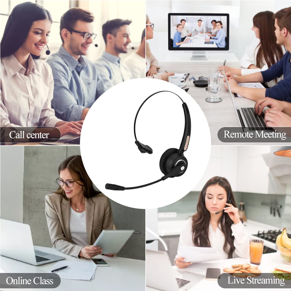 Auriculares inalámbricos de un oído para Centro de Llamadas, Auriculares Bluetooth de un Lado con cancelación de Ruido con micrófono, para telemarketing, Servicio al Cliente