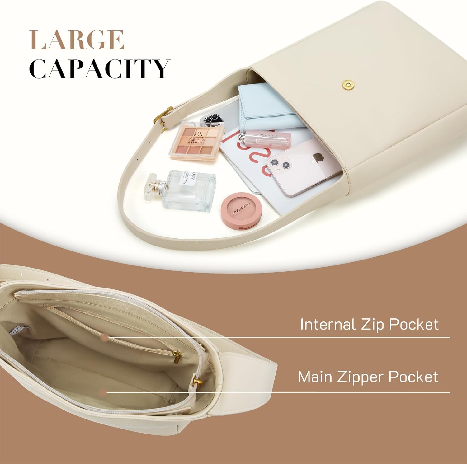 Missnine Hobo Bag Purses and Handbags for Women Top Handle Handbags with Pocket Zipper - Image 4