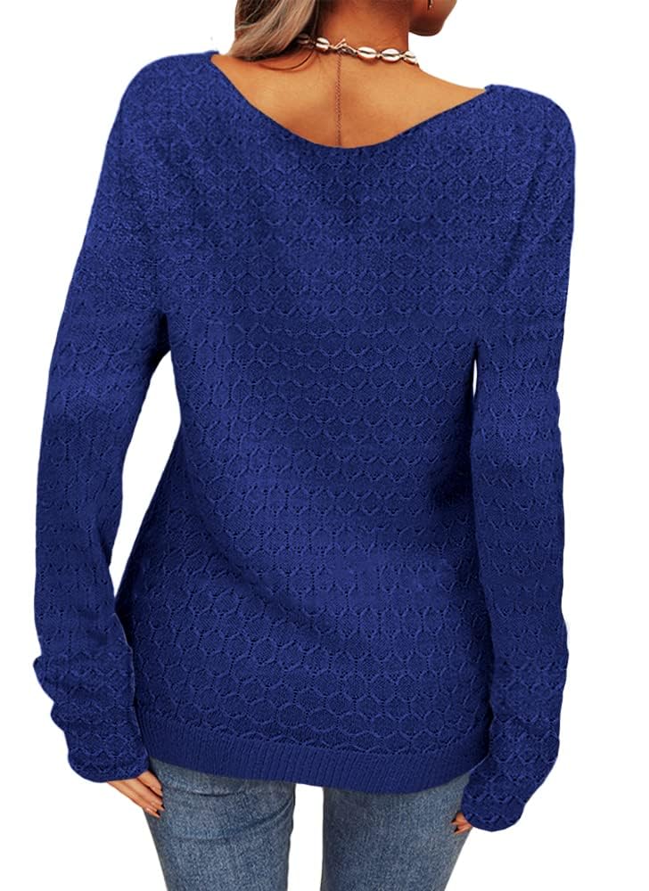 Tankaneo Colorblock - Maglione da Donna a Maniche Lunghe, Girocollo, a Righe, Slim Fit, Maglieria