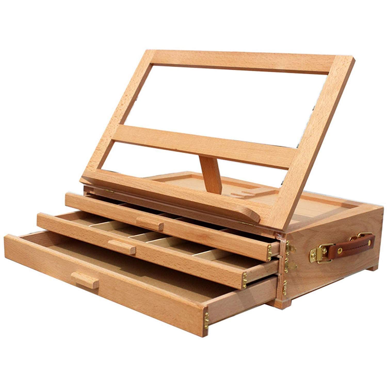 HADECOLL Portable Desktop Easel Art Supplies Painting Storage Box Multifunction Adjustable Wooden Tabletop Easel