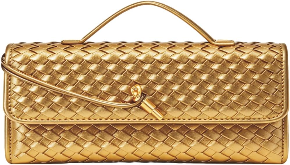 Woven Handbag for Women Fashion Evening Shoulder Bag PU Leather Handmade Clutch Purse Casual Crossbody Bags 2024