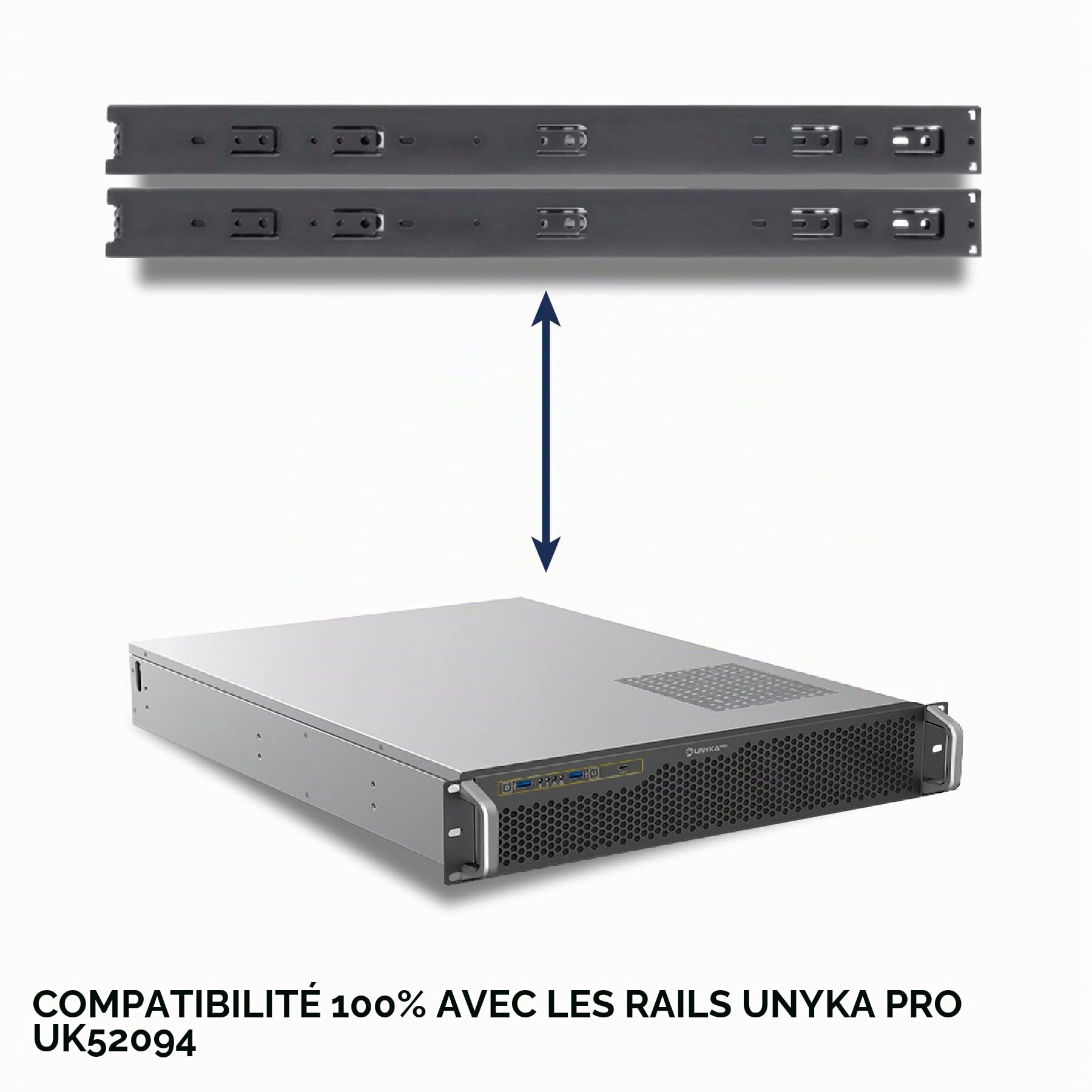 Boîtier Rack 19" 2U 600 mm, ATX Unykach UK2130 - Châssis Serveur Professionnel, 6 Baies (4 x 3,5 + 2 x 2,5), USB-C 3.2, 5 Ventilateurs PWM Inclus, Compatible GPU Haut de Gamme