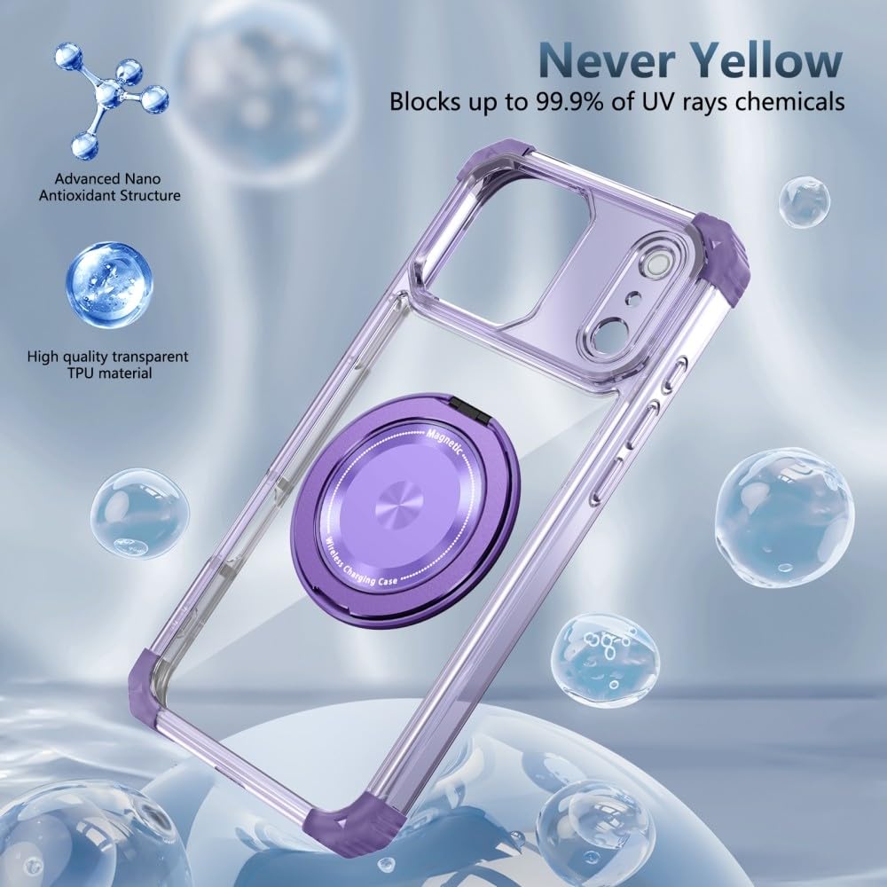 Generic Custodia compatibile con Samsung Galaxy S26 (colore: trasparente) Custodia posteriore rigida in silicone antiurto con anello girevole