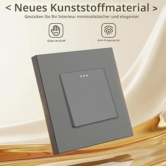 BSEED Light Switch Single 1 Way PC Panel Light Switch Flush-Mounted Button Switch Wall Switch Flush-Mounted Light Switch for Living Room Kitchen Office Grey 86 mm