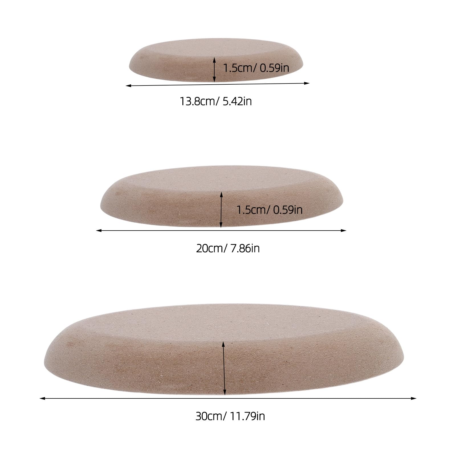 Operitacx 3 moldes ovalados para cerámica, moldes para forma a platos de cerámica. de para arcilla, tablas de madera para modelado a mano, manualidades de (5,43&;/7,87"/11,8")