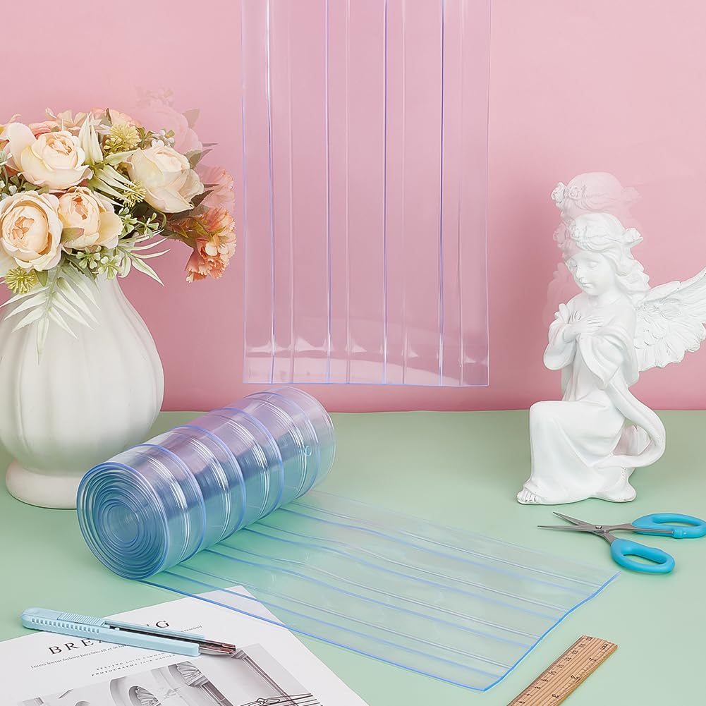 BENECREAT Striscia di Ricambio In Vinile di Plastica Da 3 m, Tenda In PVC Trasparente A Coste Da 183mm di Larghezza per Sportello Della Cuccia Del Cane, Inverno, Congelatore, Commerciale, Blu