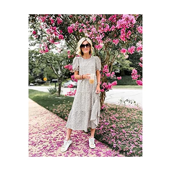 PRETTYGARDEN-Womens-Summer-Casual-Boho-Dress-Floral-Print-Ruffle-Puff-Sleeve-High-Waist-Midi-Beach-Dresses PRETTYGARDEN Women's Summer Casual Boho Dress Floral Print Ruffle Puff Sleeve High Waist Midi Beach Dresses (Apricot,Medium)