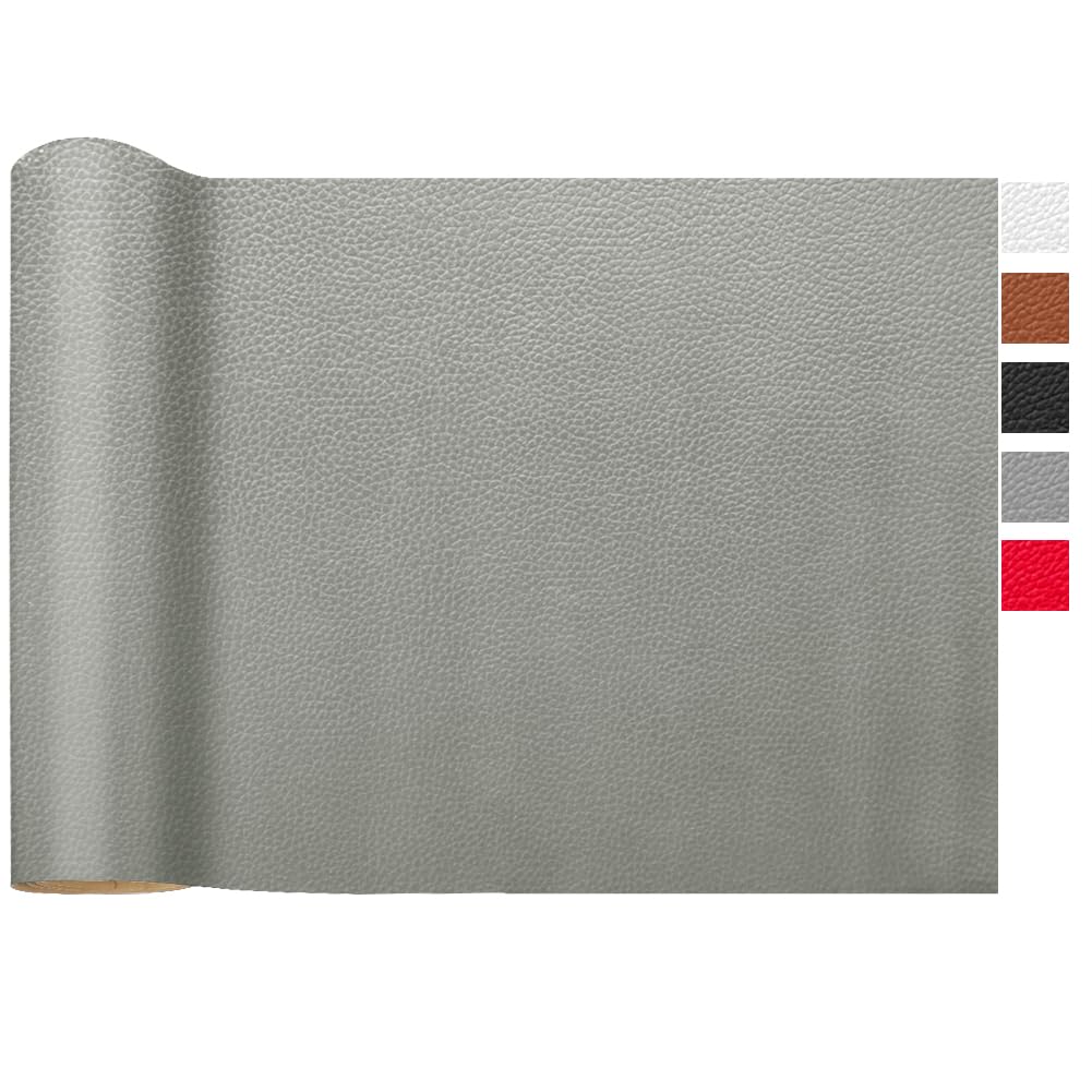 Simili cuir pour réparation de canapés et chaises, tissu gris LOMUG pour rénover le salon
