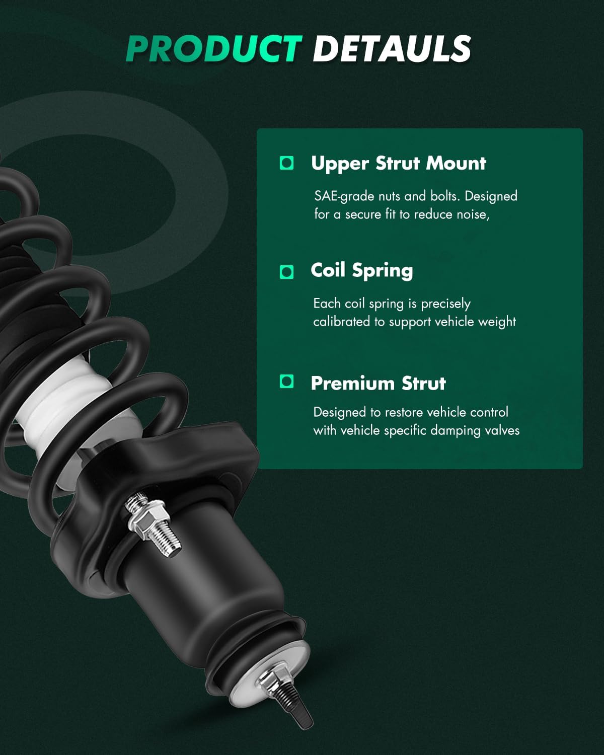 SCITOO Quick-Strut Complete Strut Assembly for 2007-2012 for Dodge Caliber (Rear Pair)