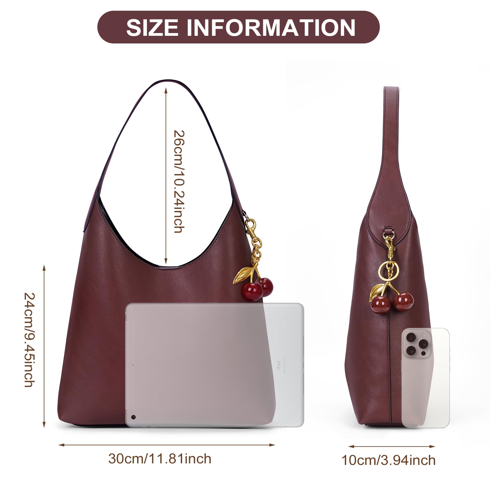 Bolsos hobo de gamuza sintética, bolso de hombro de cuero vegano para mujer, bolso mediano holgado de diseño, bolsos de mano de moda de otoño, Piel sintética, color burdeos