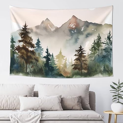 Dixmavly Tapiz morado grande de montaña del bosque para dormitorio, tapiz colgante de pared para habitación (60 x 40 pulgadas)