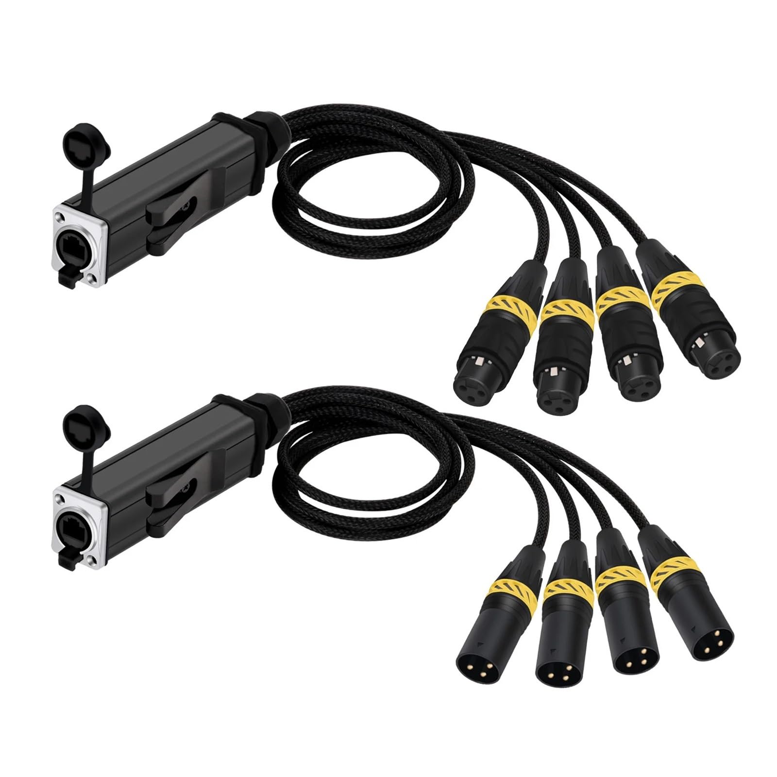 1 paio di cavi di estensione multi-rete Snake a 4 canali, 3 pin, for splitter Ethercon, maschio/femmina a RJ45 femmina.(U2005J-D1030H,1.5m)