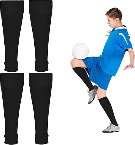 2 pares de mangas de calcetines de fútbol para niños, mangas elásticas para piernas de equipo, espinilleras de fútbol para jóvenes, niños, juegos de