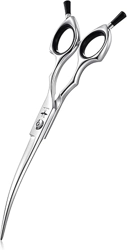 Miniatura 8 de PURPLRBIRD Tijeras rectas de aseo para perros de 7 pulgadas, tijeras texturizantes para adelgazar mascotas, seguridad profesional, punta roma, corte