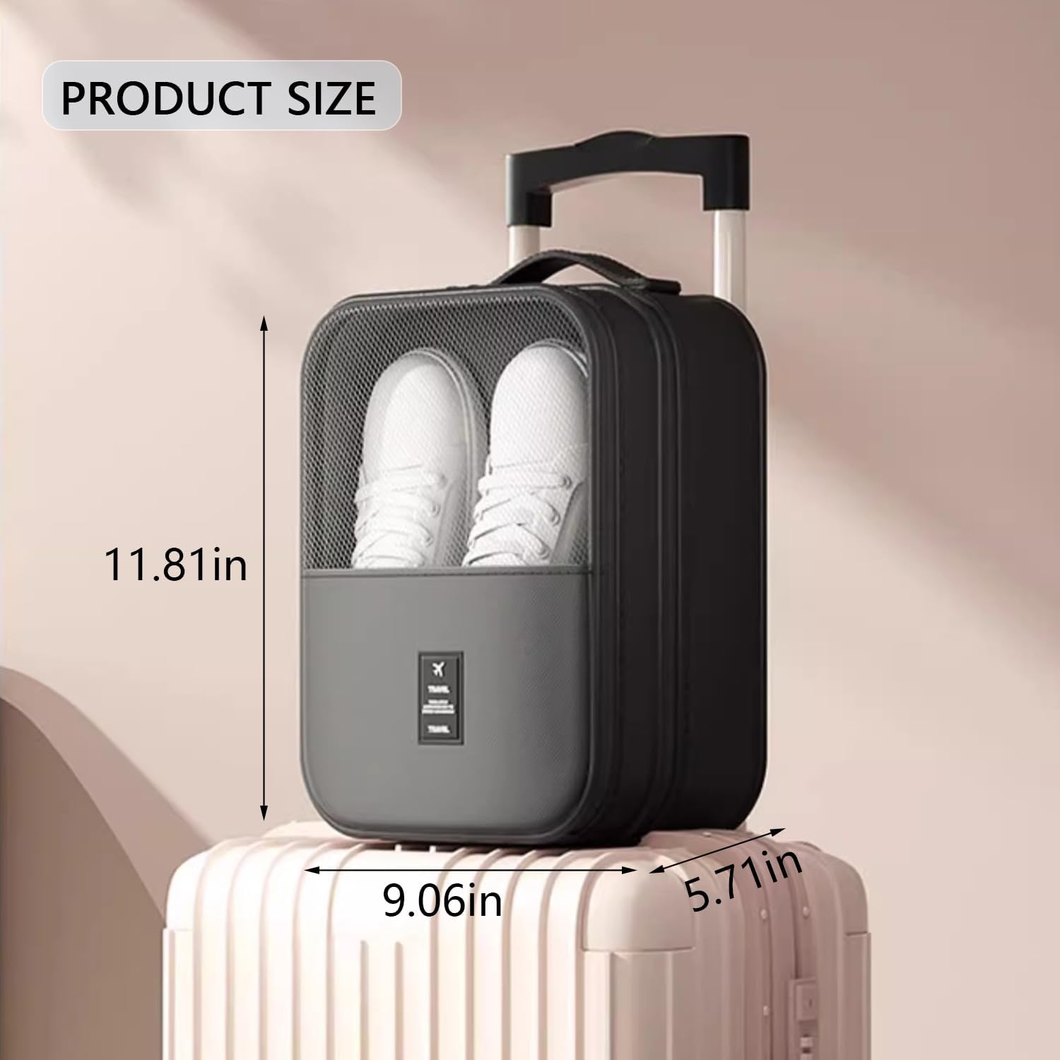 Resdenio 2 Pack Shoe Bags for Travel - Holds 3 Pair of Shoes, Portable Shoes Storage Bag Organizer, Travel Luggage Shoe Organizer for Women and Teenager (Black) - Image 3