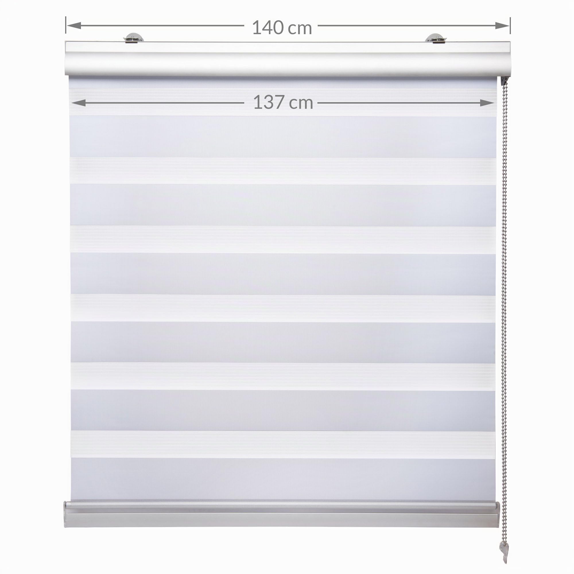 Sol Royal Double Store Enrouleur à Cassette Jour Nuit occultant Clips | 140x220cm blanc avec Klemmfix Percage duo premium fenêtre SolDecor DK9