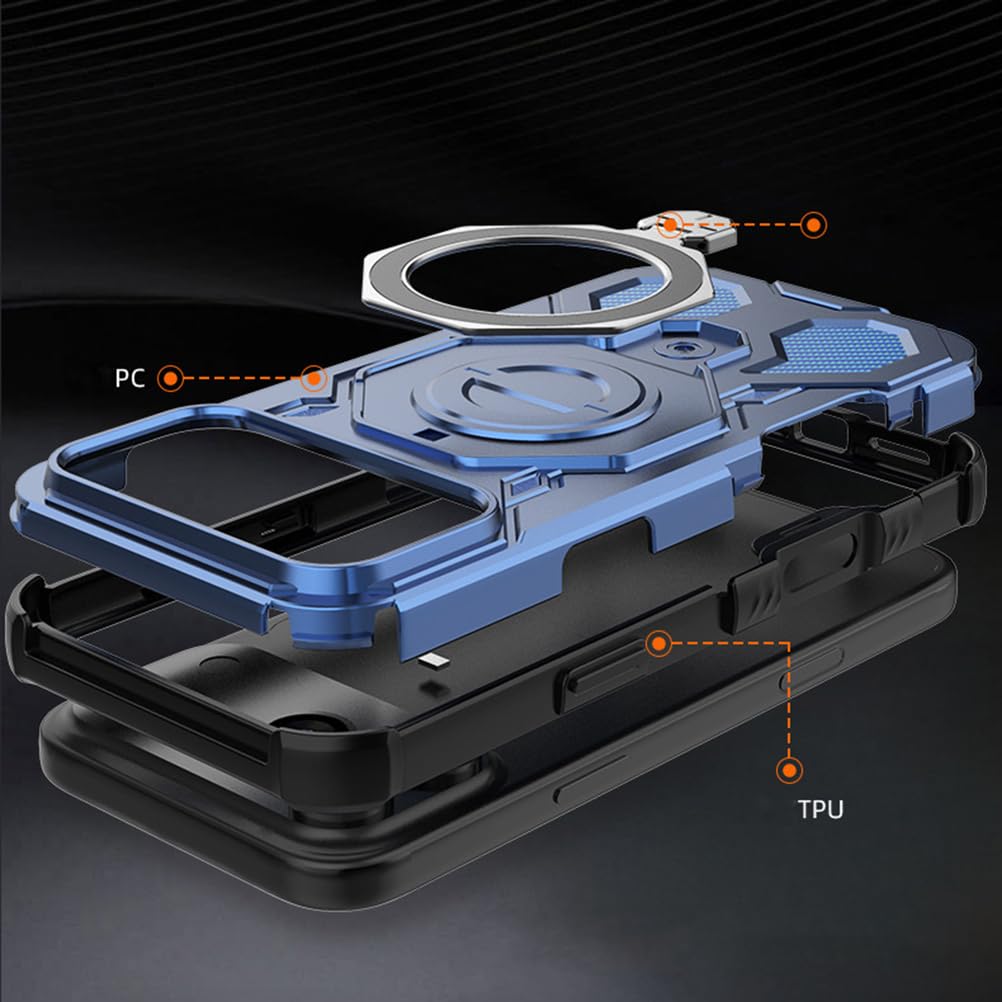 Magnetisch Hülle für iPhone 17 Pro Max/17 Pro/17 Air/17, Dünne Stoßfeste rutschfeste Schutzhülle mit Drehbarer Ringhalter Handyhülle,Schwarz,17 Pro