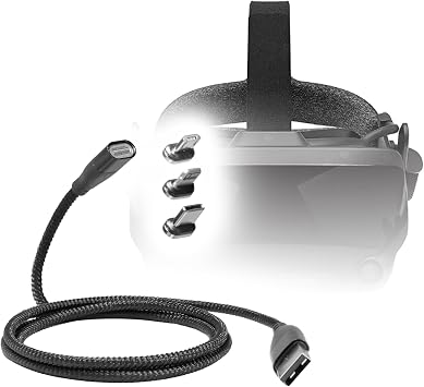 BoxWave Cable Compatible with Valve Index VR Headset - MagnetoSnap PD AllCharge Cable 100W, Magnet Charging Braided USB Type-C Micro - Jet Black