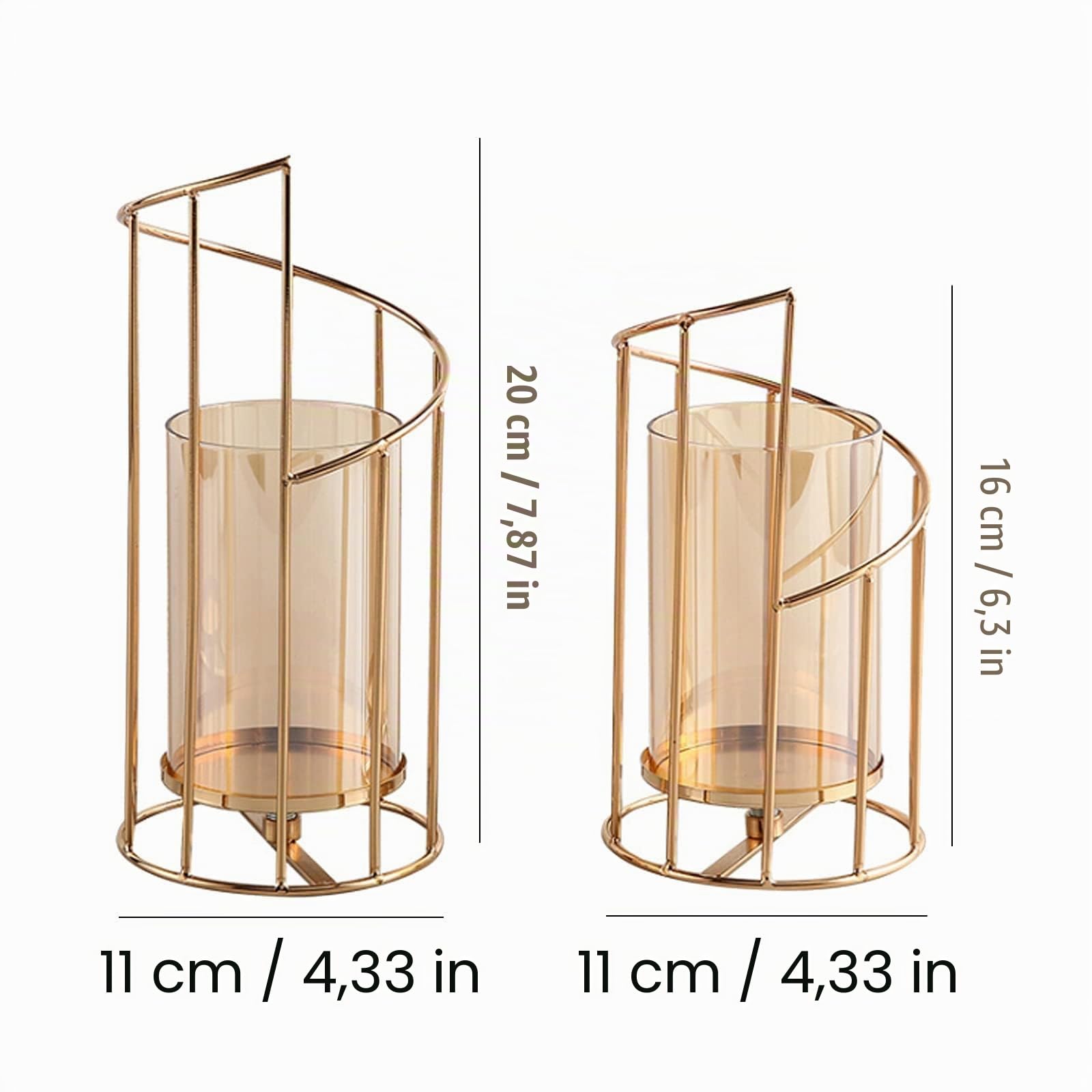 Lot de 2 bougeoirs en Fil métallique en Verre doré pour décoration d'intérieur, décoration de Table, Centre de Table